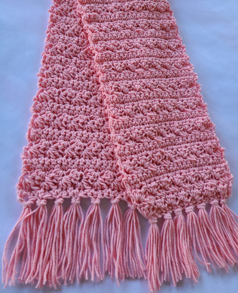 crochet pink scarf