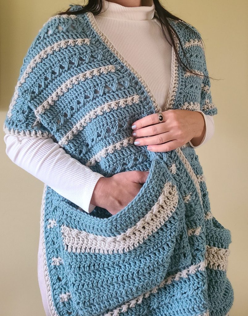 Beautiful Crochet Pocket Shawl- Free Pattern
