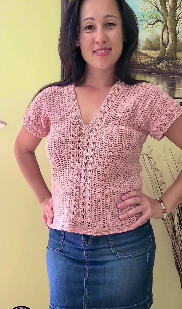 Photo of finished Mystic Top Crochet summer top