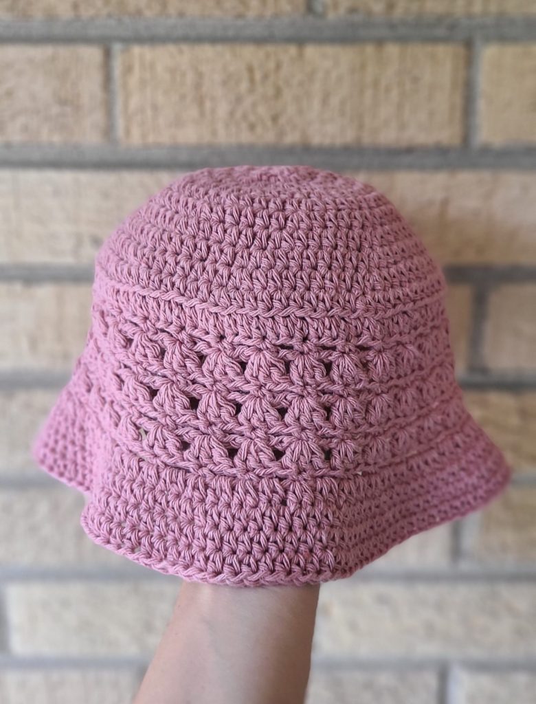 pink crochet bucket hat