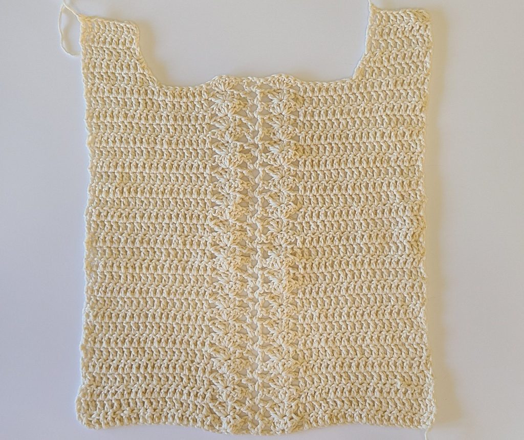 crochet tie vest front panel