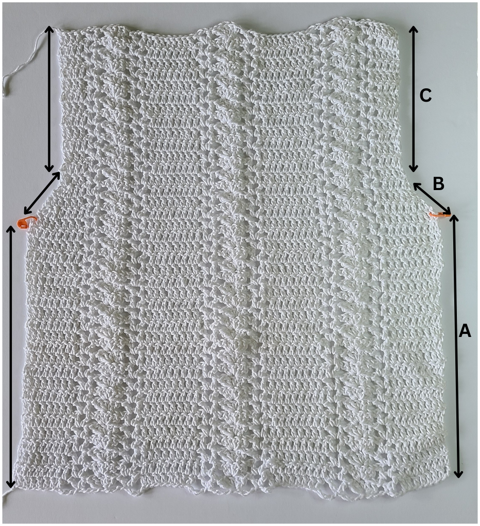 Back panel of the Sabina Crochet Lace Top showing lace stitch pattern