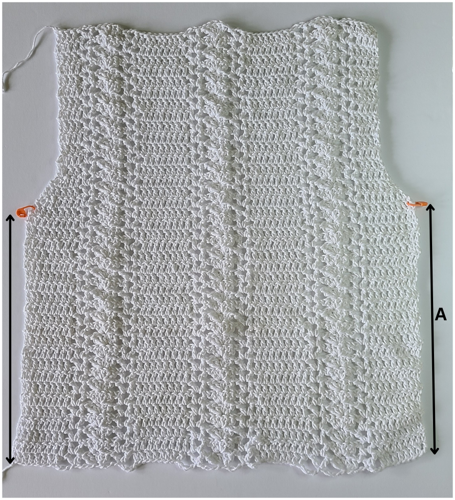 Back panel of the Sabina Crochet Lace Top showing lace stitch pattern