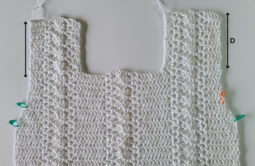 Front panel of the Sabina Crochet Lace Top showing lace stitches and straps