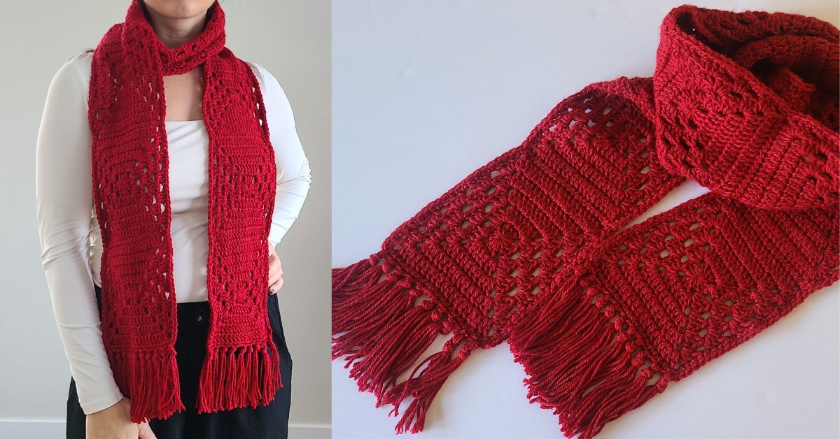 Beginner-Friendly Granny Square Scarf – Easy Free Pattern & Step-by-Step Video
