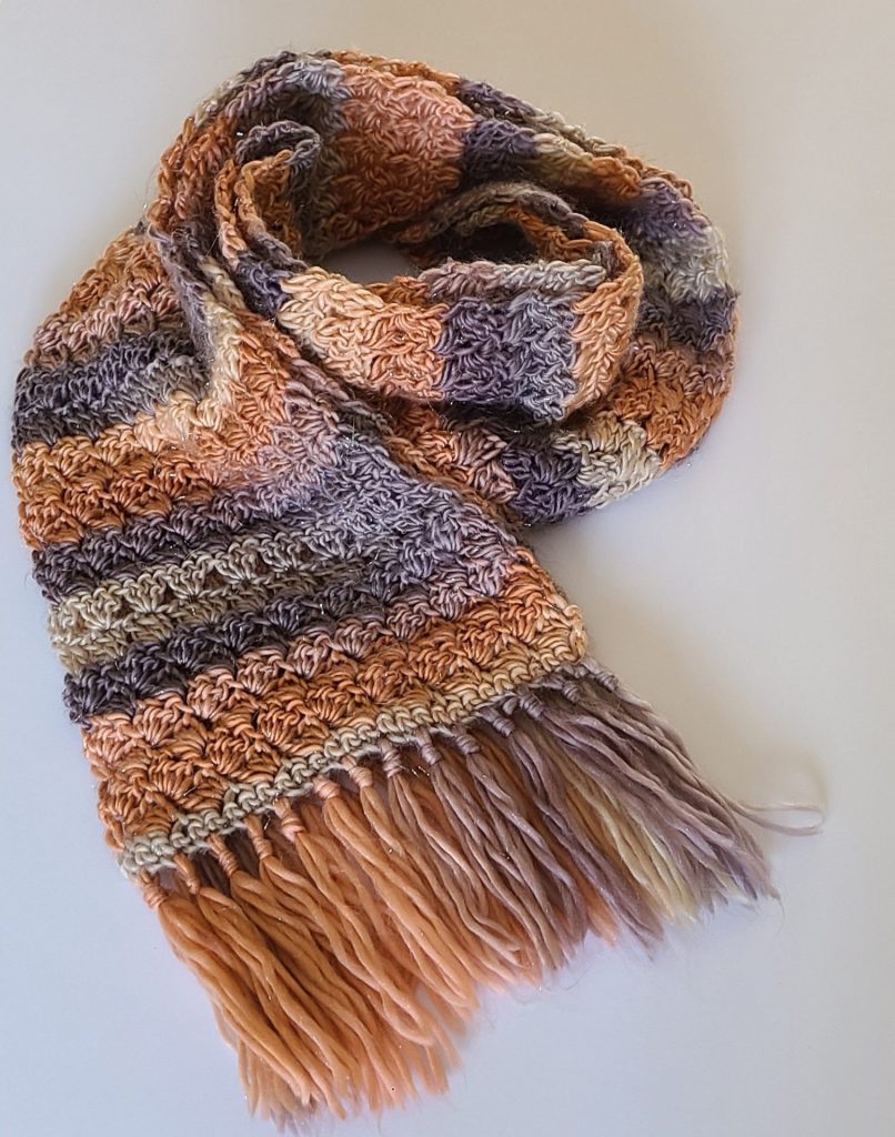 Cozy Amalya crochet scarf showing textured stitch pattern