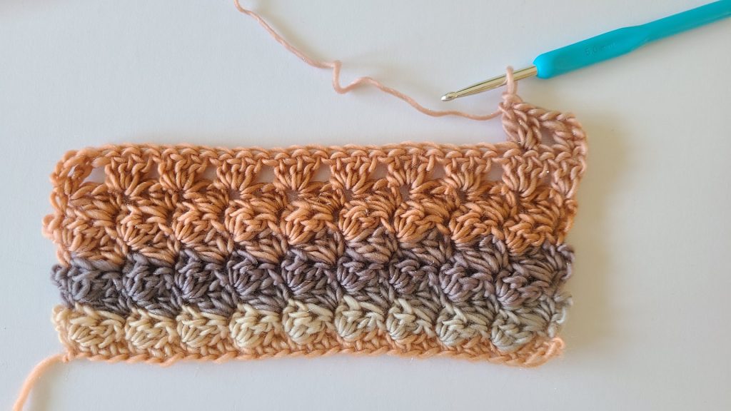 Detailed view of the start of Row 9 in the Amalya Crochet Scarf pattern