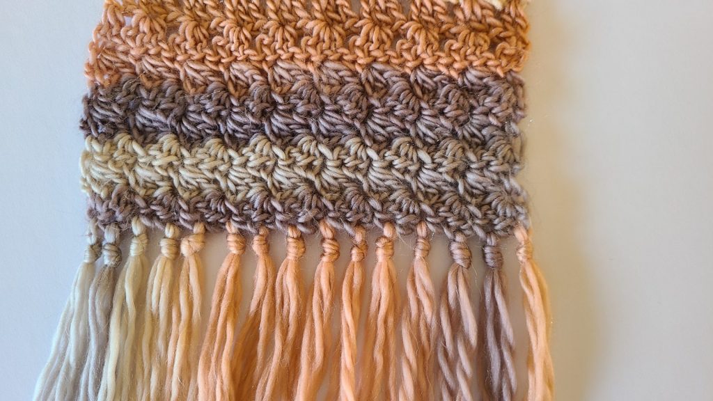 Close-up of Amalya Crochet Scarf fringe highlighting texture and finishing