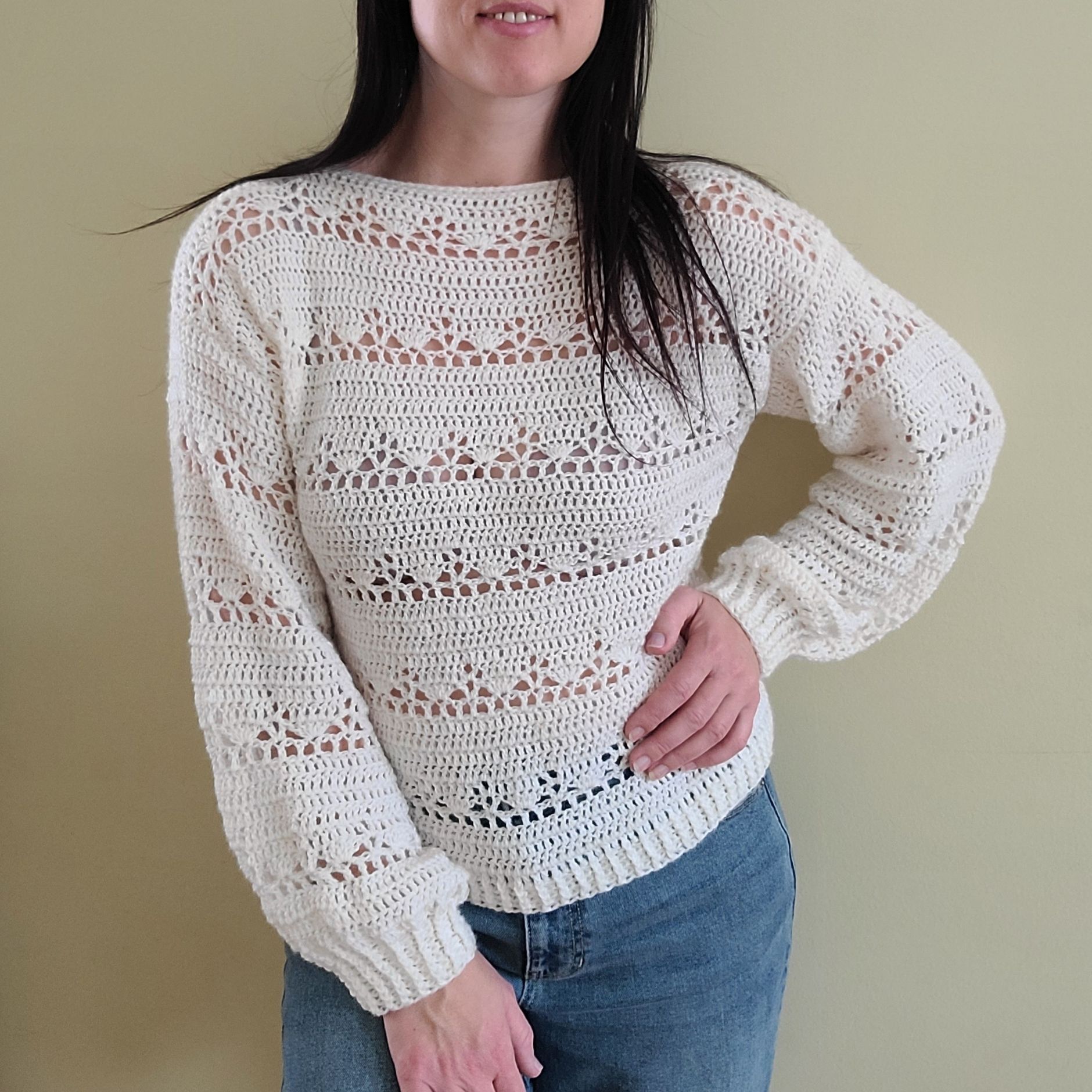 How to Crochet Lacy Sweater – Lora Free Pattern & Tutorial