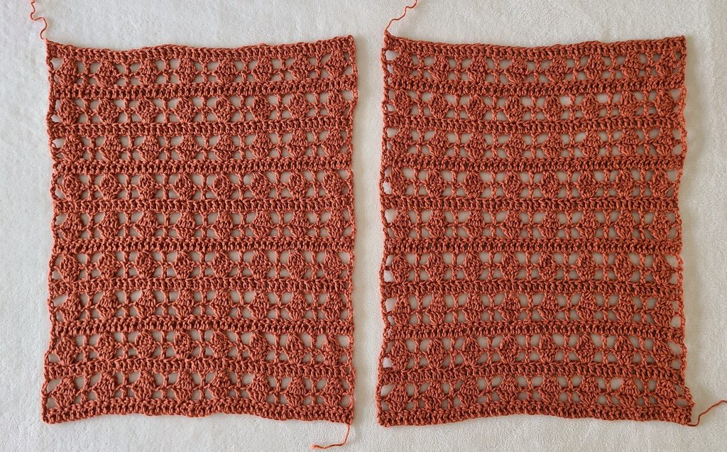 Crocheted sleeves for the Galena crochet lacy top before assembly