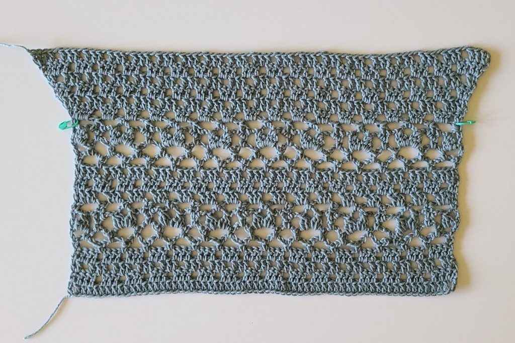 crochet lace top sleeve with open stitch pattern and relaxed fit