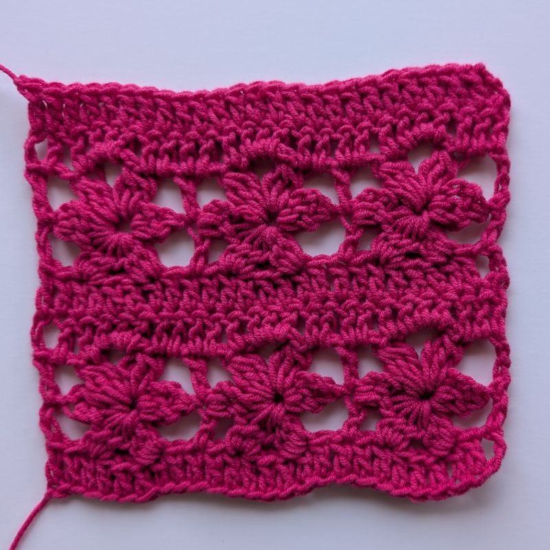 The floral stitch pattern used throughout the Zana Crochet Top.