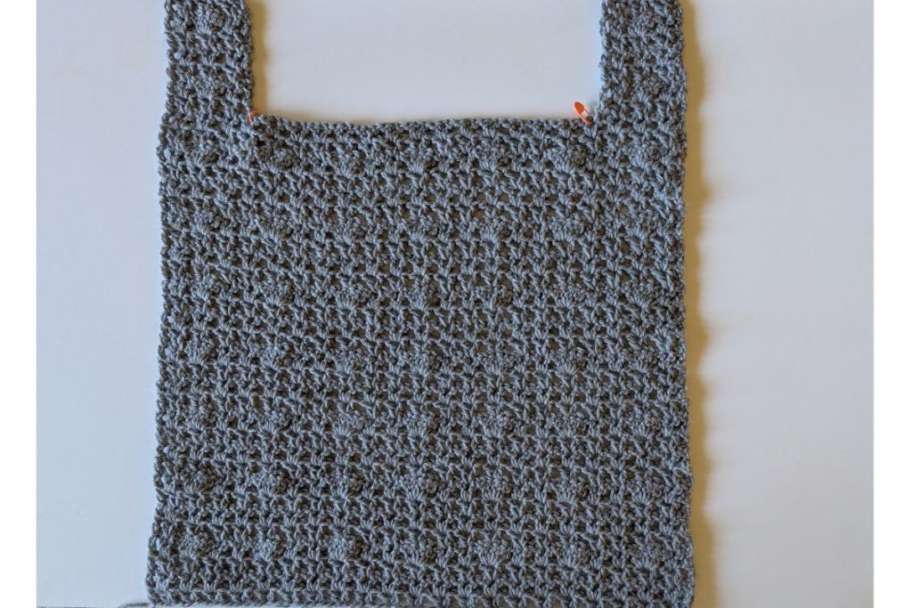 Gray crochet front panel for the Zarina sweater vest